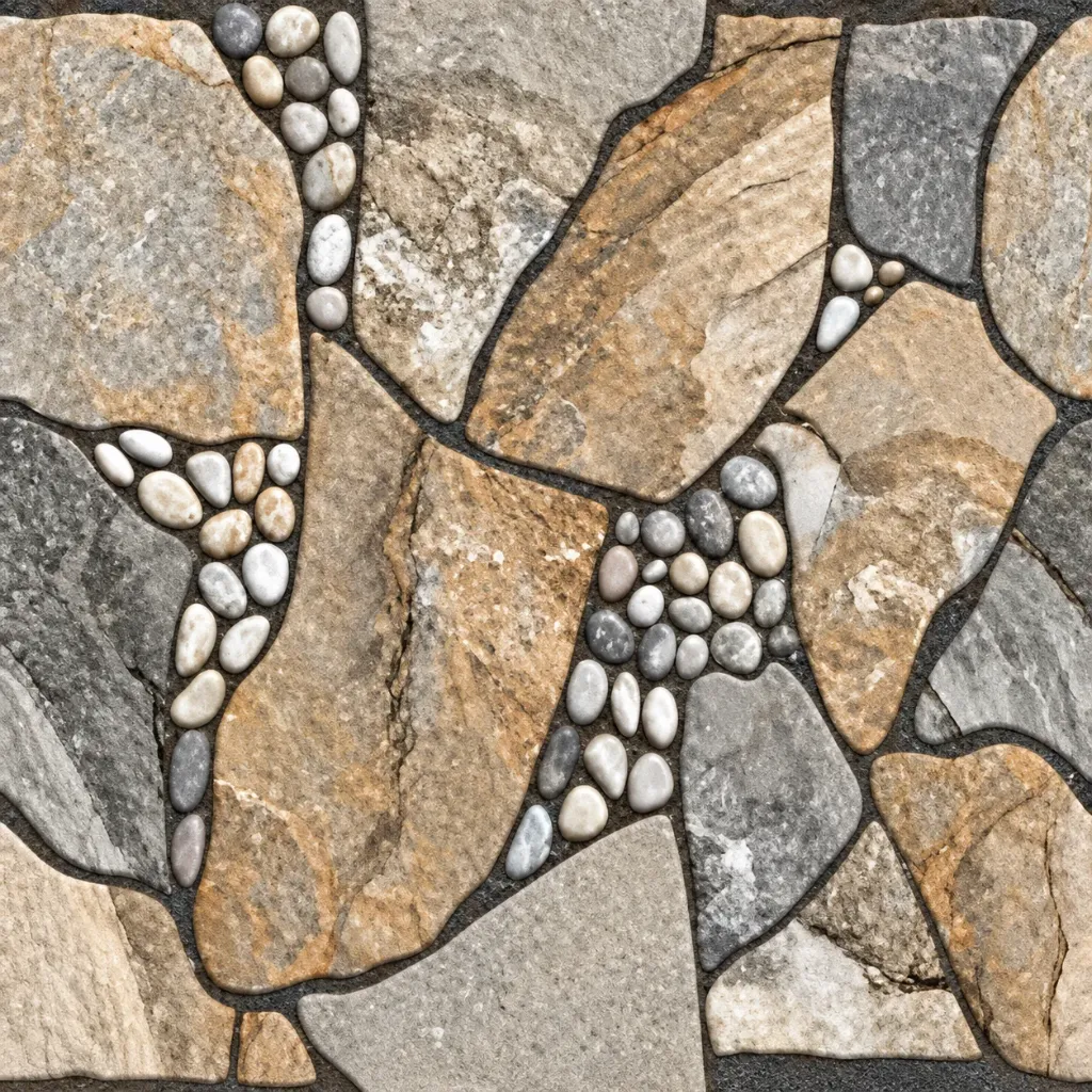 [KYR1] Carreau de sol céramique effet pierre Kayrak avec motif galets