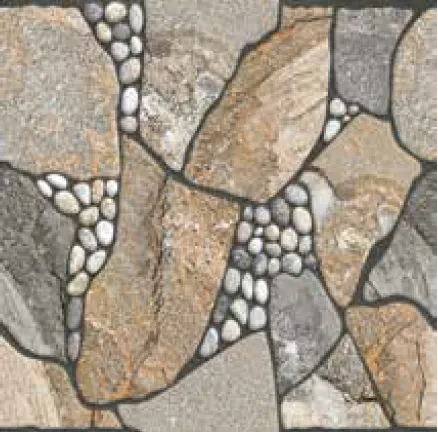 Carreau de sol céramique effet pierre Kayrak avec motif galets