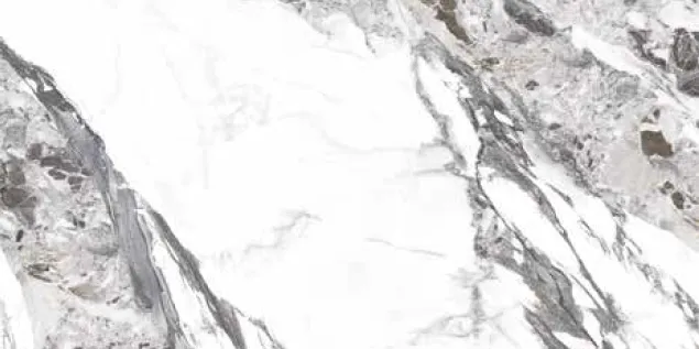 [PRL1] Carreau en porcelaine effet marbre blanc et gris Perla