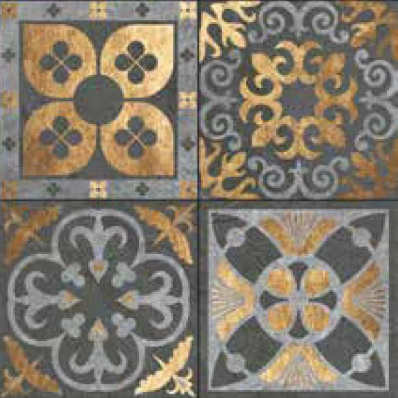 Venus Grey and Ochre Patterned Ceramic Floor Tile