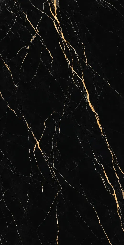 Bellatrix Black Veined Marble-Effect Porcelain Tile