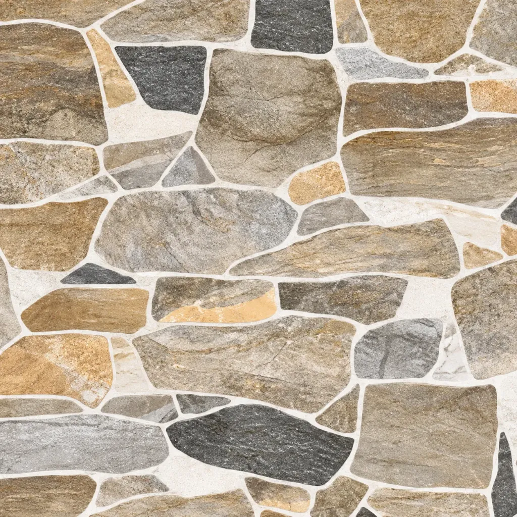[BUC] Buca Beige and Grey Stone-Effect Ceramic Floor Tile (45x45)