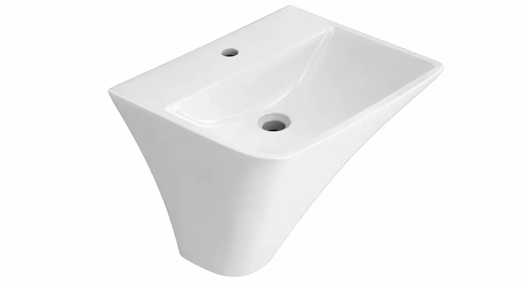 Halley Monoblock White Rectangular Freestanding Washbasin with Single Tap Hole