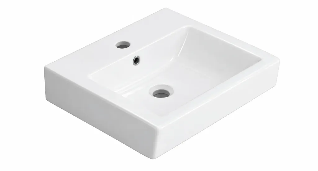 [0101-2465] Carina Rectangular White Countertop Washbasin with Single Tap Hole