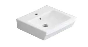 [0101-2465] Lavabo de comptoir rectangulaire blanc Carina avec un trou pour robinet unique