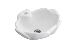[0101-0435] Lavabo Yonca blanc en forme de fleur avec un trou pour robinet unique
