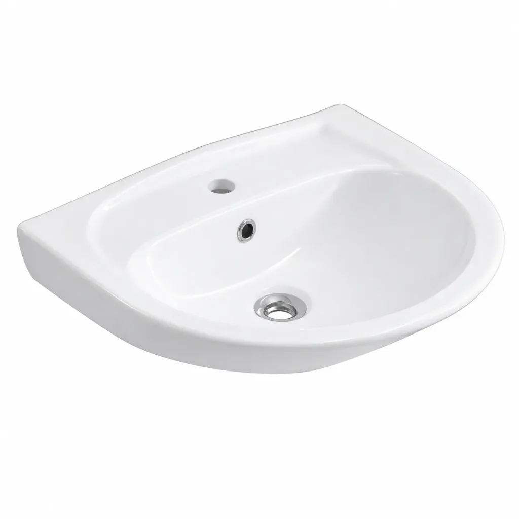 [1001-0505] Samanyolu White Rounded Washbasin with Single Tap Hole
