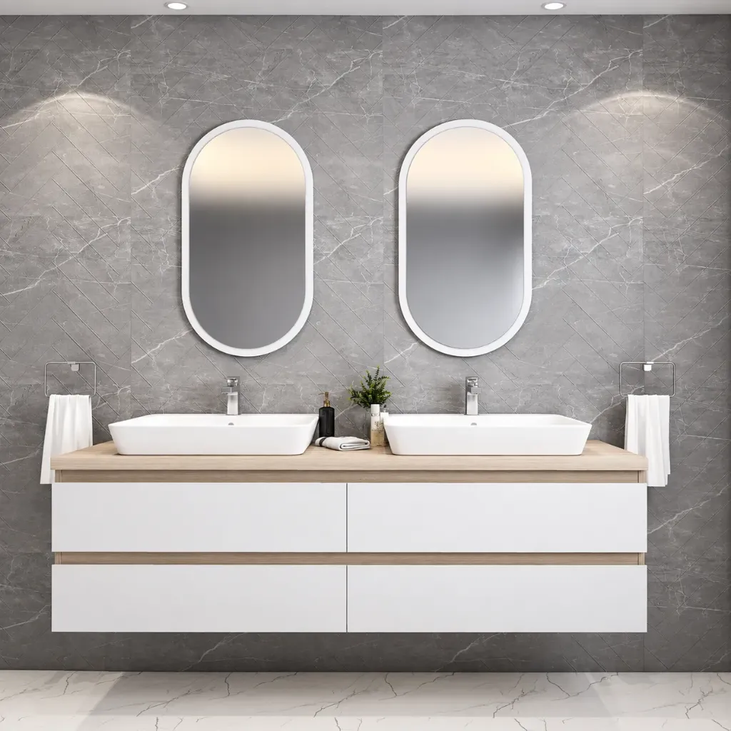 Supra/A 180 cm Bathroom Furniture Set with Nova 70 Washbasin and Framed Mirror