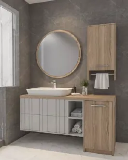 Evola 140 cm Bathroom Set with Nova 70 Washbasin and Framed Mirror
