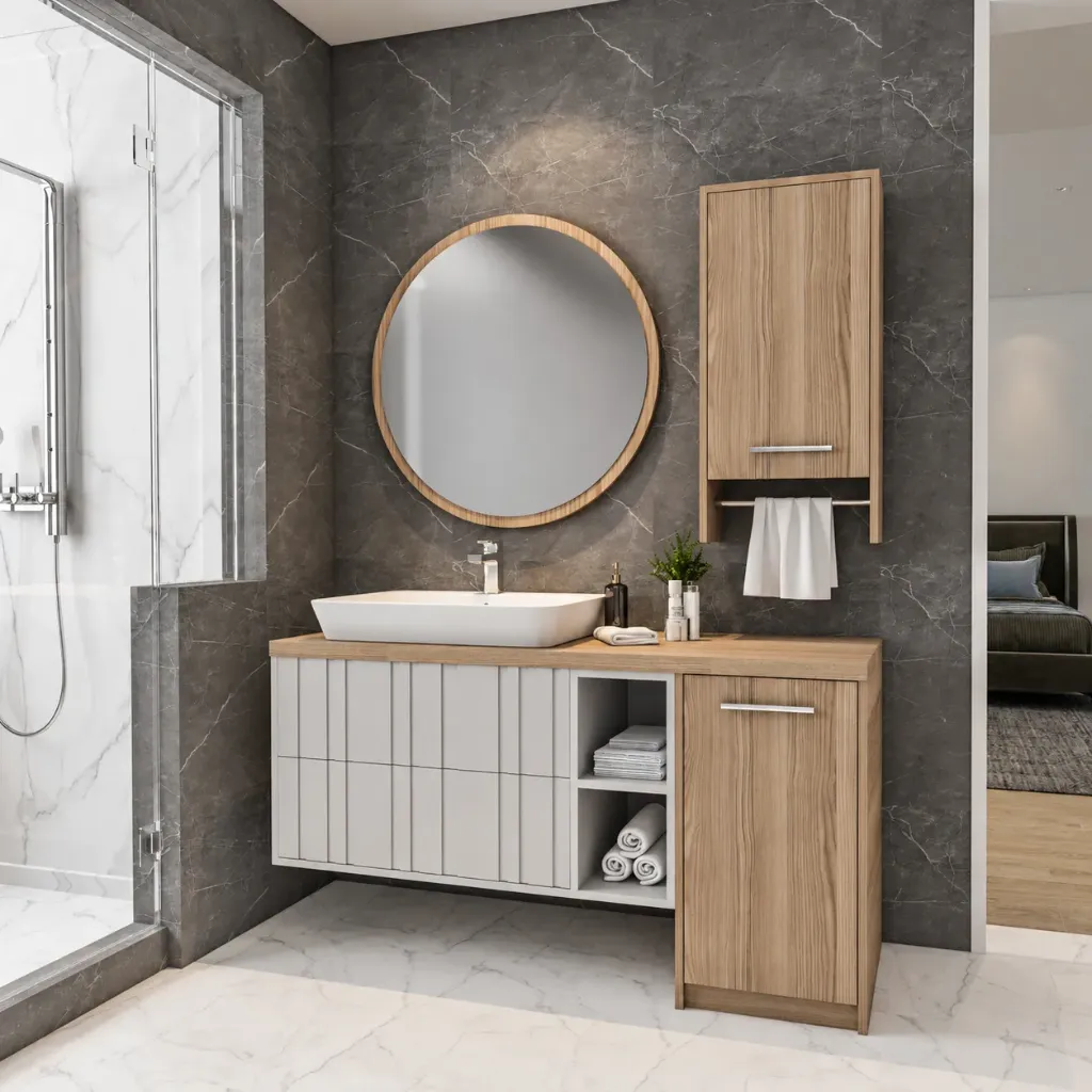 Evola 140 cm Bathroom Set with Nova 70 Washbasin and Framed Mirror