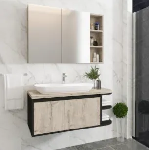 ALIZ 100 cm MDF Bathroom Vanity Set with NOVA 70 Washbasin and Mirror Cabinet