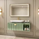 Mira/B 120 cm Green Wall-Mounted Bathroom Furniture with Nova 70 Washbasin and LED Mirror