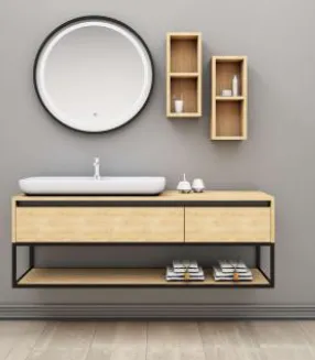Ensemble de meubles de salle de bain Sidre 140 cm avec lavabo Lal 80 et miroir LED