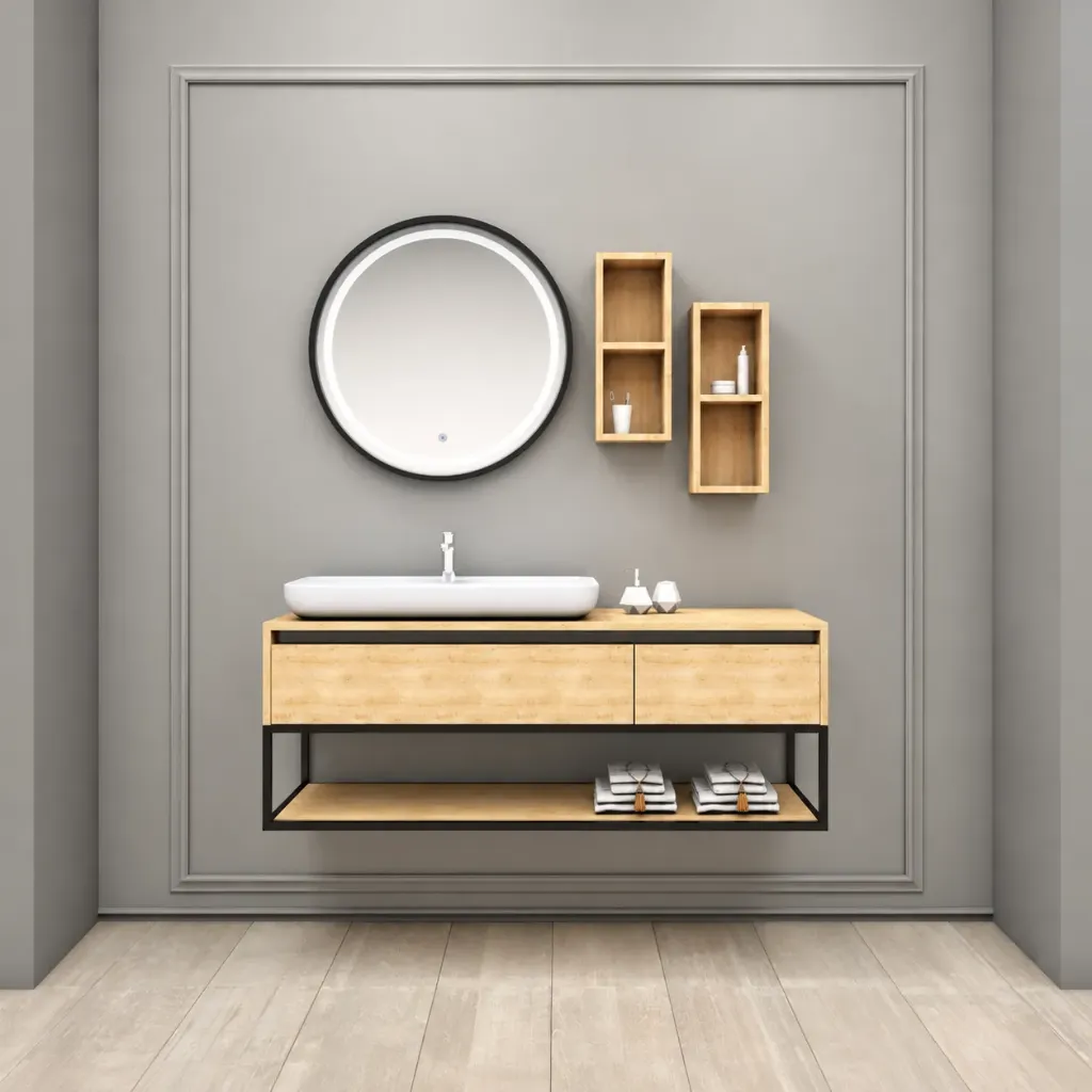 Sidre 140 cm Bathroom Furniture Set with Lal 80 Washbasin and LED Mirror
