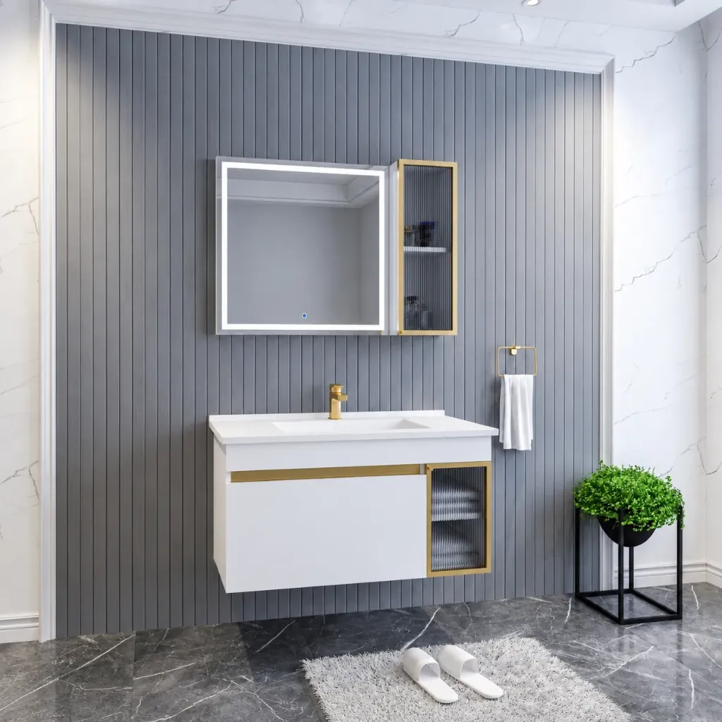 Stil/B 100 cm Bathroom Furniture Set with Ceramic Sink and LED Mirror