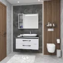 Padova 100 cm White Bathroom Furniture Set with Nova 70 Washbasin and LED Mirror