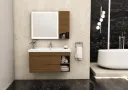 Defne 100 cm Wood-Look Bathroom Furniture with Ceramic Sink and LED Mirror