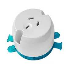 [0301 01 08] White Round Surface-Mounted Grounded Socket with Blue Side Tabs
