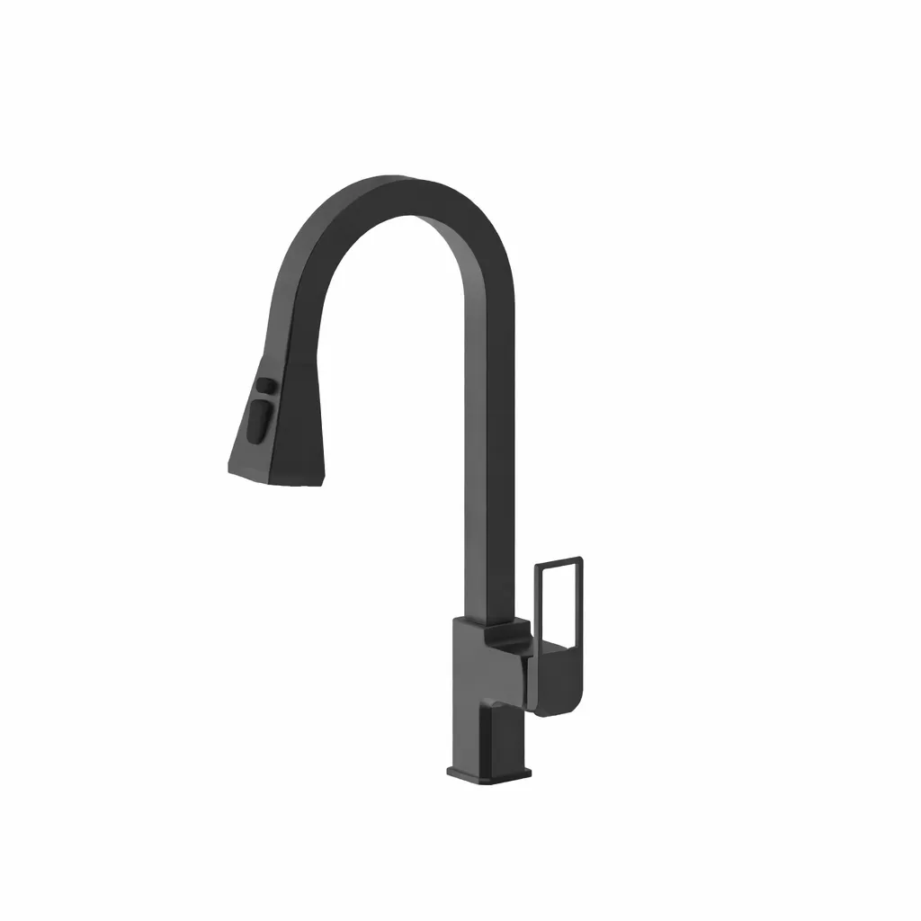 [MES190-S] Quadro Black High-Arc Pull-Out Spray Sink Faucet with Single Lever