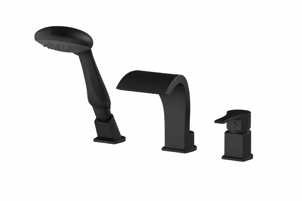 Atros Black Concealed 3-Hole Bathtub Faucet Set with Hand Shower