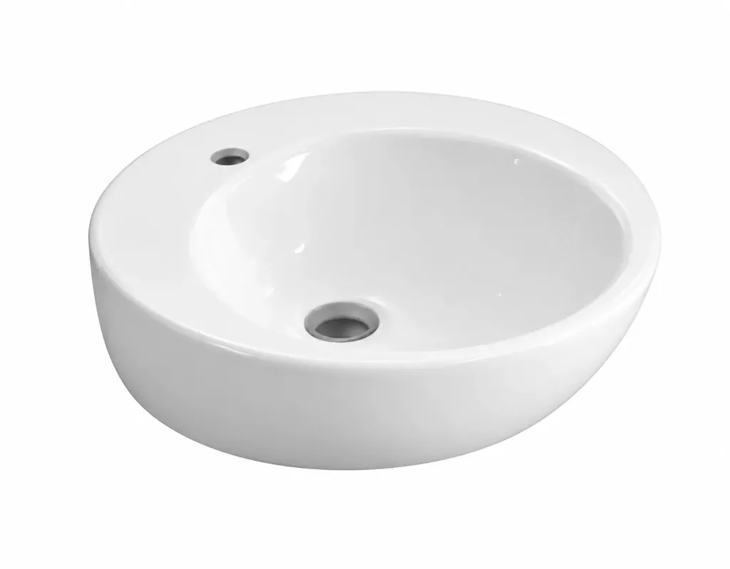 Alfa Series White Rounded Washbasin with Single Tap Hole (Countertop (51x51))