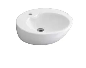 Lavabo arrondi blanc série Alfa avec un trou de robinet unique (Plan de Travail (51x51))