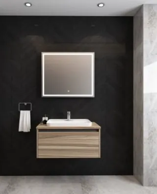Ensemble de meuble de salle de bain ANKA MOST60 en MDF mural avec lavabo et miroir LED (80 cm)