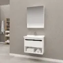 Ensemble Meuble Vasque Blanc ASOS avec Évier en Céramique et Miroir