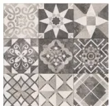 Burgaz Grey and White Geometric Patterned Ceramic Floor Tile (Anthracite)