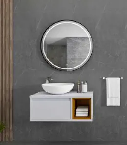 Ensemble de meubles de salle de bain Elegans Nova 70 blanc mural avec miroir LED