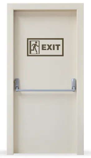 Light-Coloured Steel Emergency Exit Door with Horizontal Push Bar (Kilitli)