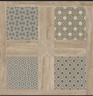 Carreau en porcelaine à motif géométrique effet bois Geo Wood