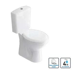 Ensemble WC Gokkusagi Blanc à Cuvette Rapprochée avec Citerne et Abattant