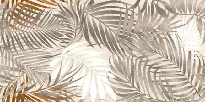 [HAV1] Havana Grey Tropical Leaf Pattern Porcelain Tile (Cream)