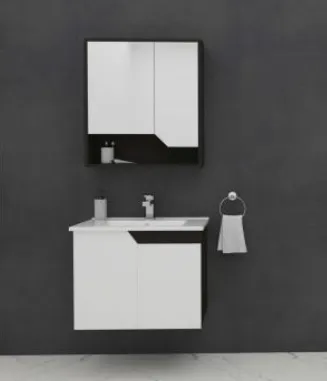 Ensemble de meubles de salle de bain mural Ibiza blanc avec lavabo en céramique et armoire miroir