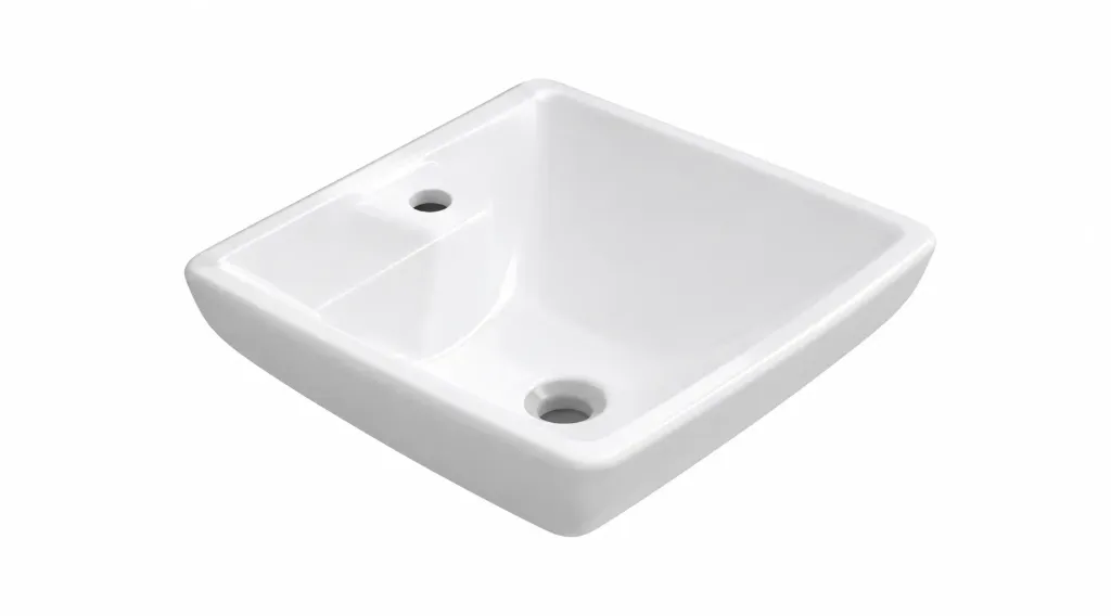 Square White Countertop Washbasin with Tap Hole (With Mixer Hole)