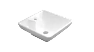 Square White Countertop Washbasin with Tap Hole (With Mixer Hole)