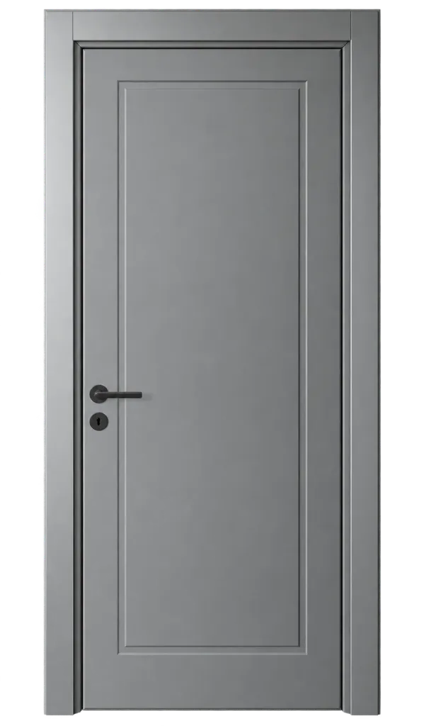 Classic Line Grey Microlaminate Interior Door with Grooved Panel Design