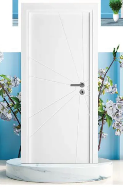 Modèle F-64 Porte avec revêtement en PVC blanc et panneau à rainures angulaires