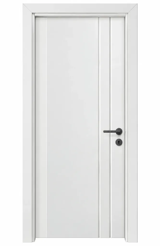 Model F-64 White PVC Foil Cover Door with Angular Panel Design