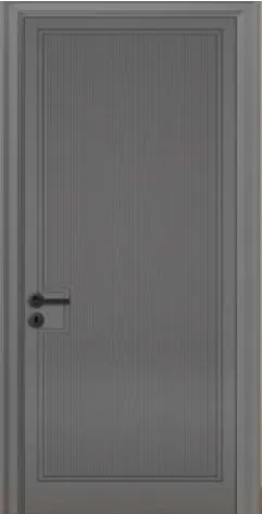Porte en PVC grise modèle F-60 avec panneau rainuré vertical (10 cm)