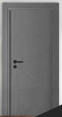 F-64 Anthracite Grey Geometric Microlaminate Door with Black Lever Handle (10cm)