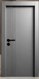 Porte Microlaminée Grise F-65 avec Détail de Rainure Verticale (10 cm)