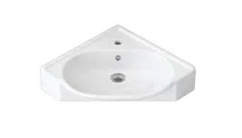 Mini lavabo d'angle Myra blanc avec un trou pour robinet unique (Coin (51x51))
