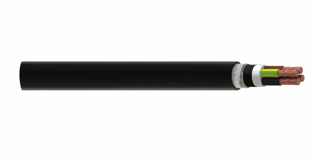 Câble blindé en fil d'acier rond isolé XLPE sans halogène N2XRH 0,6/1 kV (1x10)
