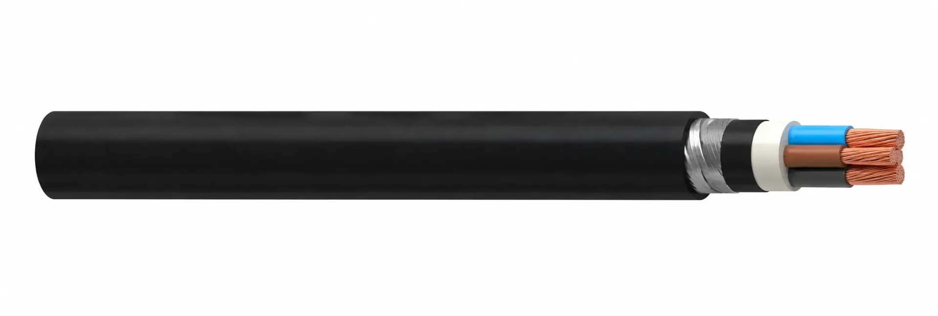 Câble blindé sectoriel N2XRY (SM) XLPE à armure en fil d'acier rond 0,6/1kV (3x50)