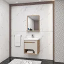 Oval Bathroom Furniture Set with Ceramic Sink and Mirror Shelf
