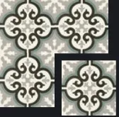 Pastel Patterned Green and Cream Ceramic Floor Tile (Black)