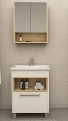 Polo White Bathroom Furniture with Ceramic Sink and Mirror Cabinet (60 cm)