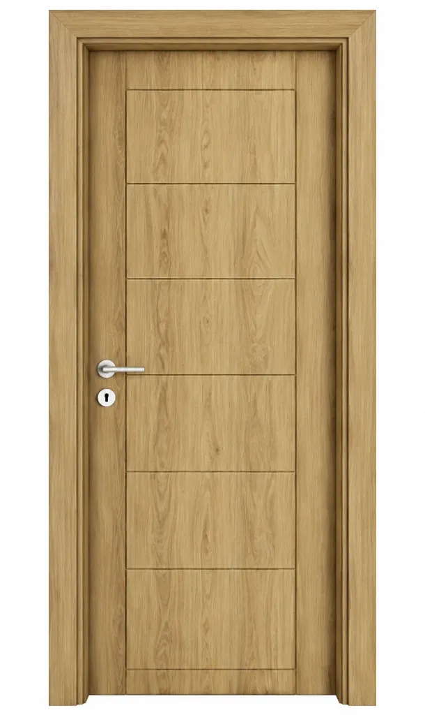 Porte à panneau en PVC avec film effet bois clair (10 cm)